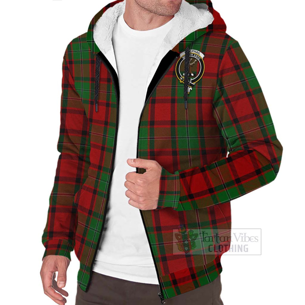 Tartan Vibes Clothing MacPhail (McPhail) Tartan Sherpa Hoodie with Family Crest and Bearded Skull Holding Bottles of Whiskey