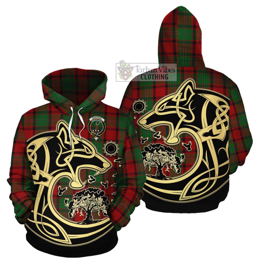 Tartan Vibes Clothing MacPhail (McPhail) Tartan Cotton Hoodie with Family Crest Celtic Wolf Style