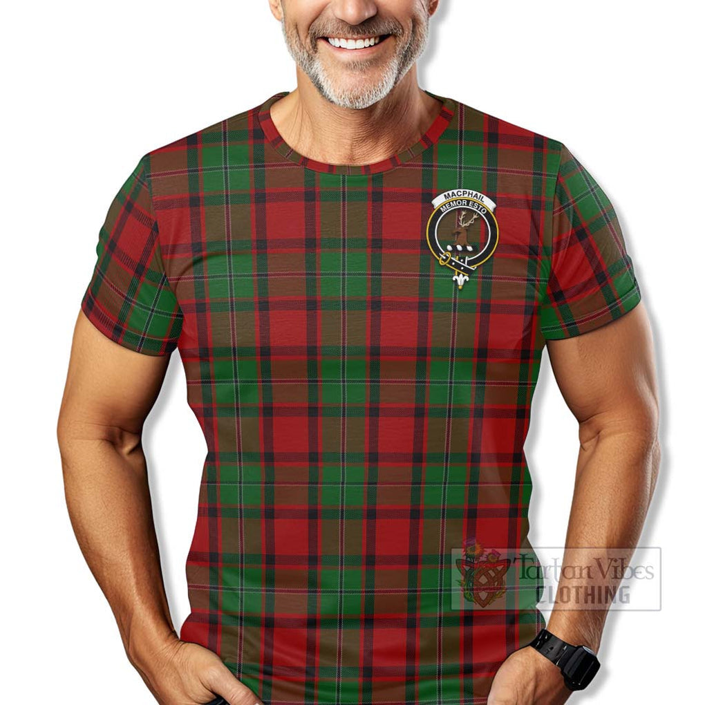 Tartan Vibes Clothing MacPhail (McPhail) Tartan T-Shirt with Family Crest Celtic Skull Style