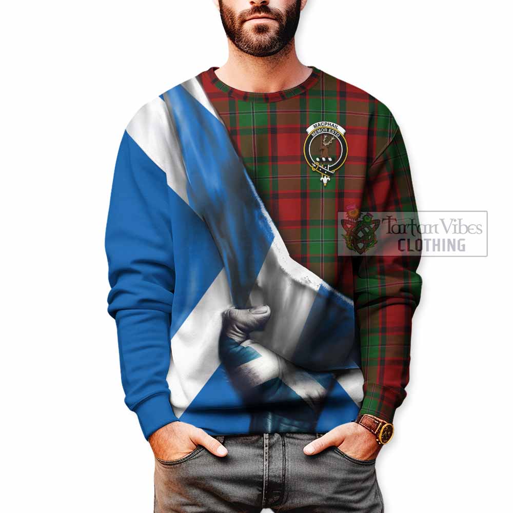 Tartan Vibes Clothing MacPhail (McPhail) Tartan Sweatshirt with Family Crest Scotland Patriotic Style