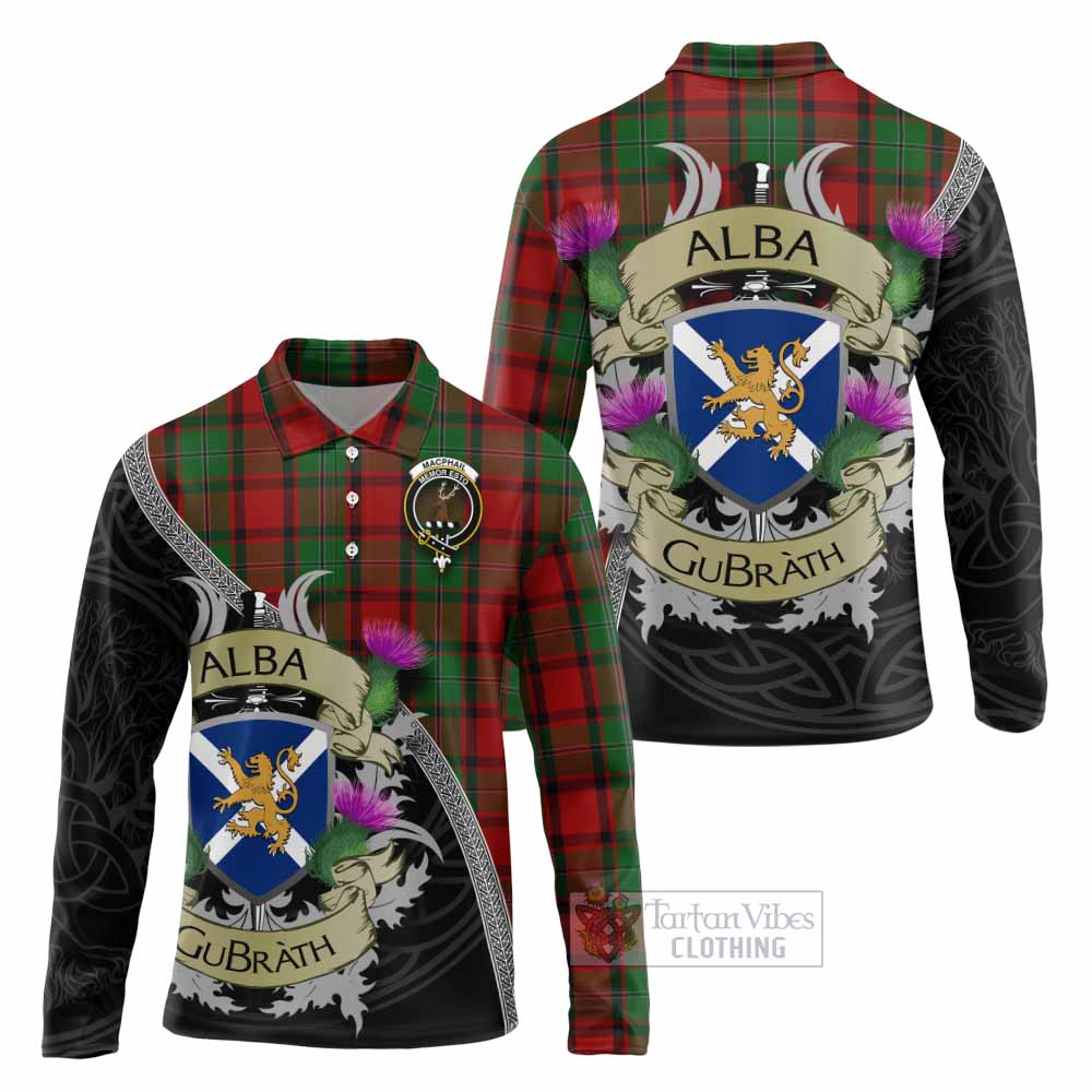 MacPhail (McPhail) Tartan Family Crest Long Sleeve Polo Shirt Lion Rampant Royal Thistle Shield Celtic Inspired - Tartan Vibes Clothing