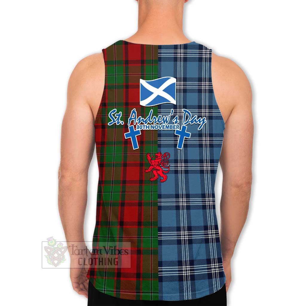 Tartan Vibes Clothing MacPhail (McPhail) Tartan Men's Tank Top Happy St. Andrew's Day Half Tartan Style