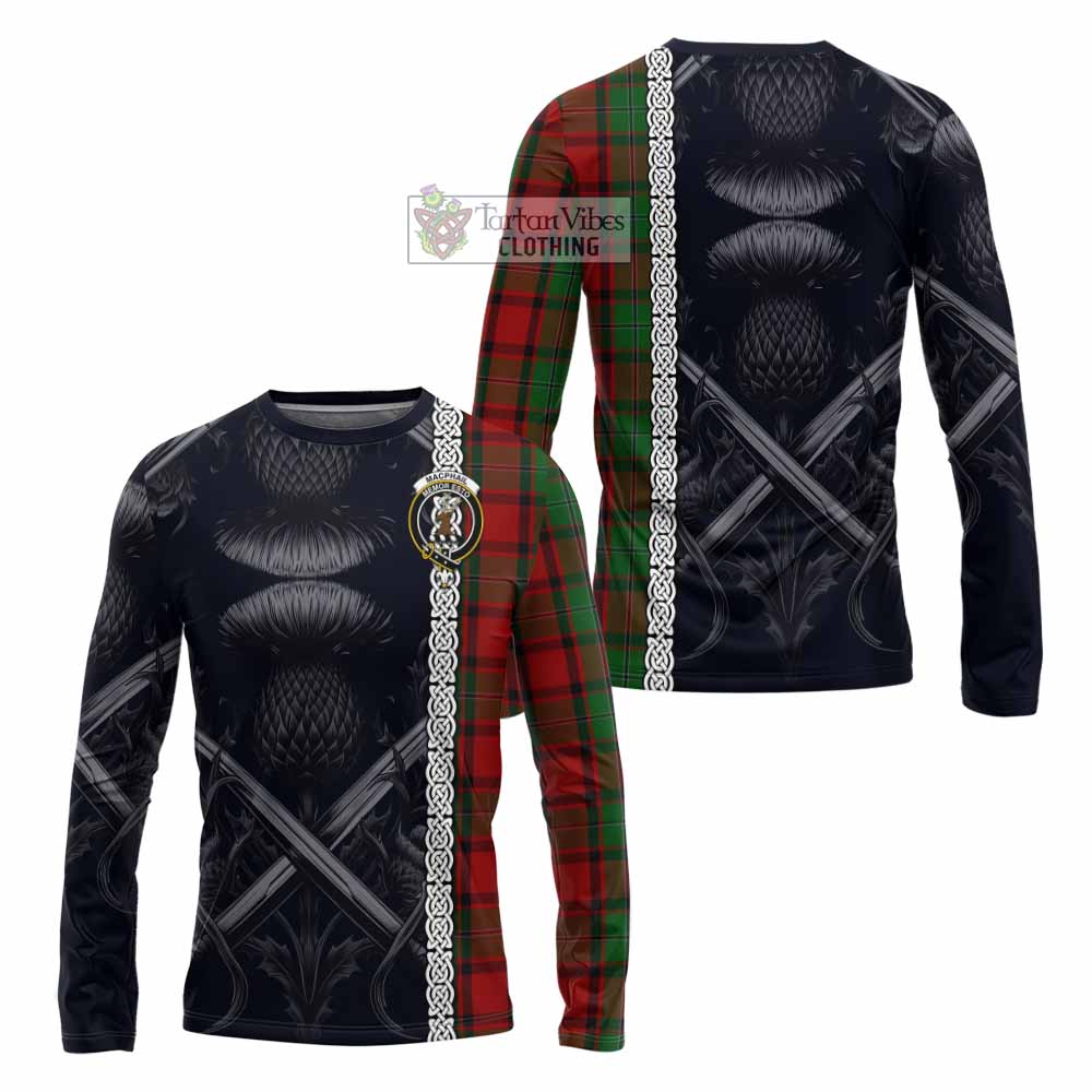 Tartan Vibes Clothing MacPhail (McPhail) Tartan Long Sleeve T-Shirt with Family Crest Cross Sword Thistle Celtic Vibes