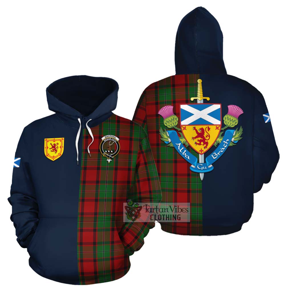 Tartan Vibes Clothing MacPhail (McPhail) Tartan Cotton Hoodie Alba with Scottish Lion Royal Arm Half Style