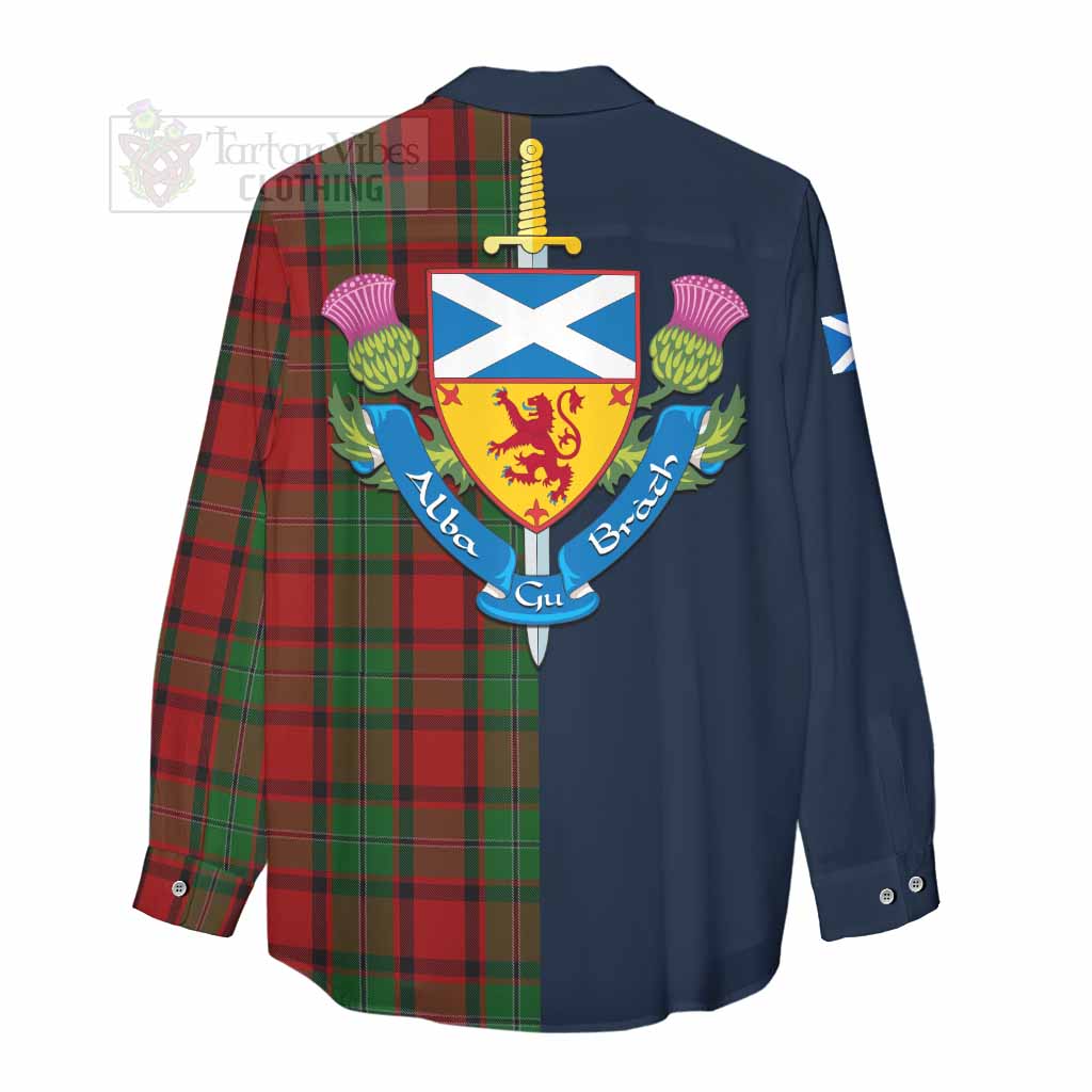 Tartan Vibes Clothing MacPhail (McPhail) Tartan Women's Casual Shirt Alba with Scottish Lion Royal Arm Half Style