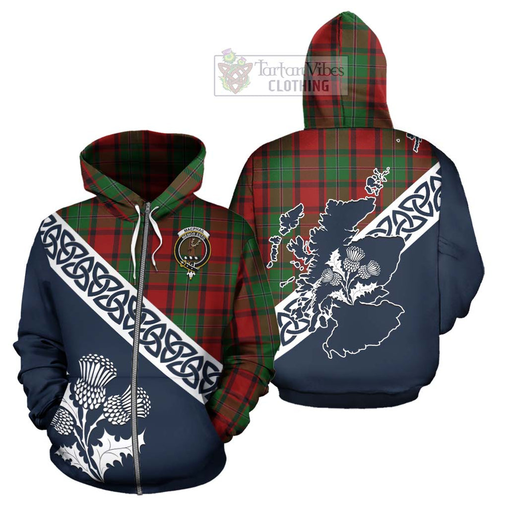 Tartan Vibes Clothing MacPhail (McPhail) Tartan Hoodie Featuring Thistle and Scotland Map