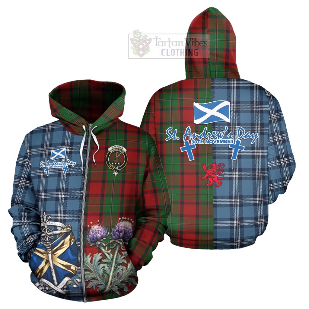 Tartan Vibes Clothing MacPhail (McPhail) Tartan Hoodie Happy St. Andrew's Day Half Tartan Style