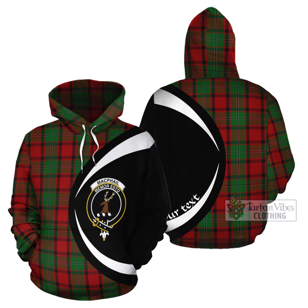 Tartan Vibes Clothing MacPhail (McPhail) Tartan Cotton Hoodie with Family Crest Circle Style