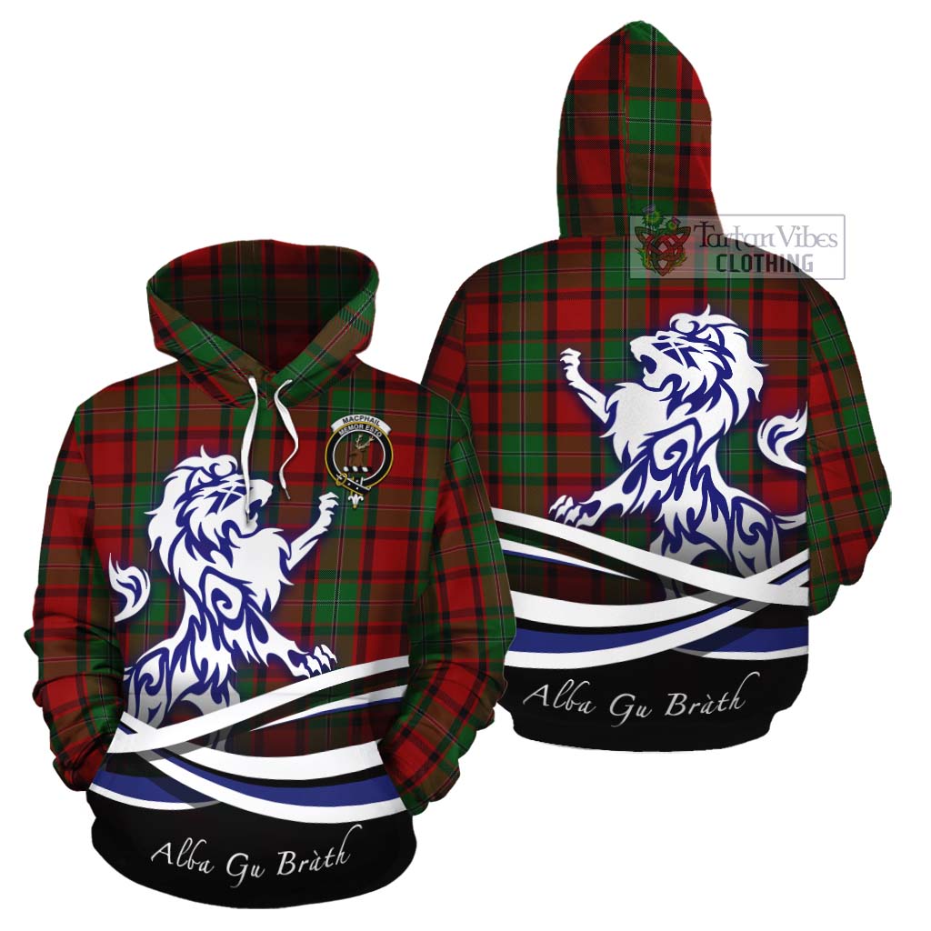 Tartan Vibes Clothing MacPhail (McPhail) Tartan Cotton Hoodie with Alba Gu Brath Regal Lion Emblem