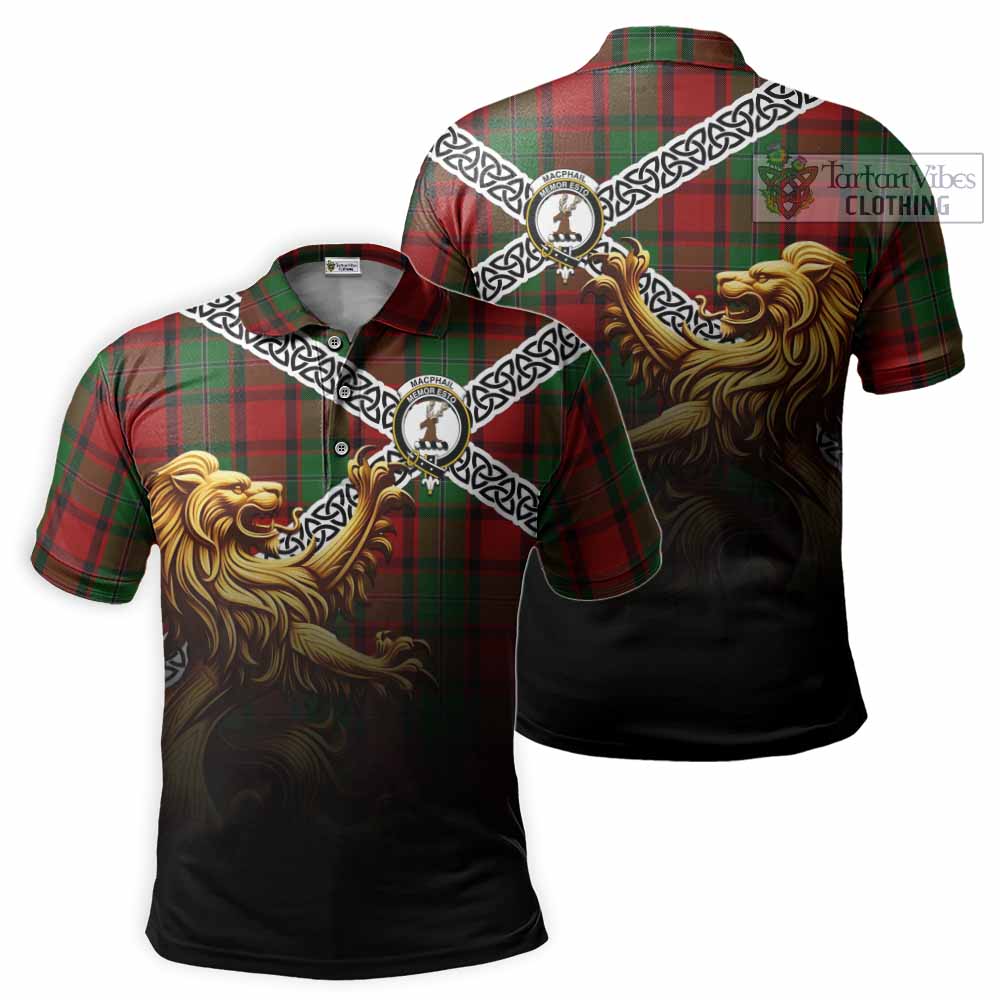 MacPhail (McPhail) Crest Tartan Polo Shirt with Golden Lion Emblem Celtic Style - Tartan Vibes Clothing