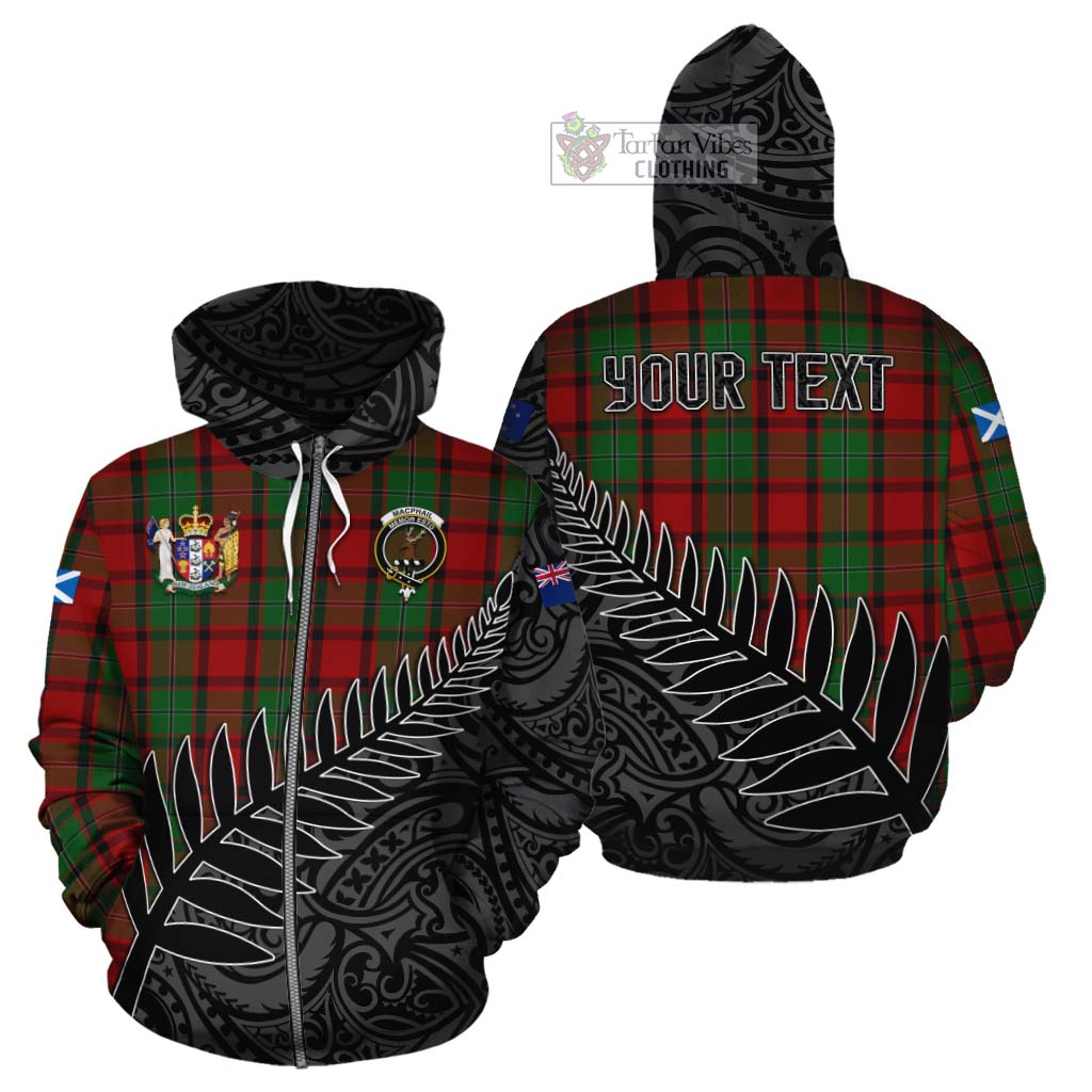 Tartan Vibes Clothing MacPhail (McPhail) Crest Tartan Cotton Hoodie with New Zealand Silver Fern Half Style