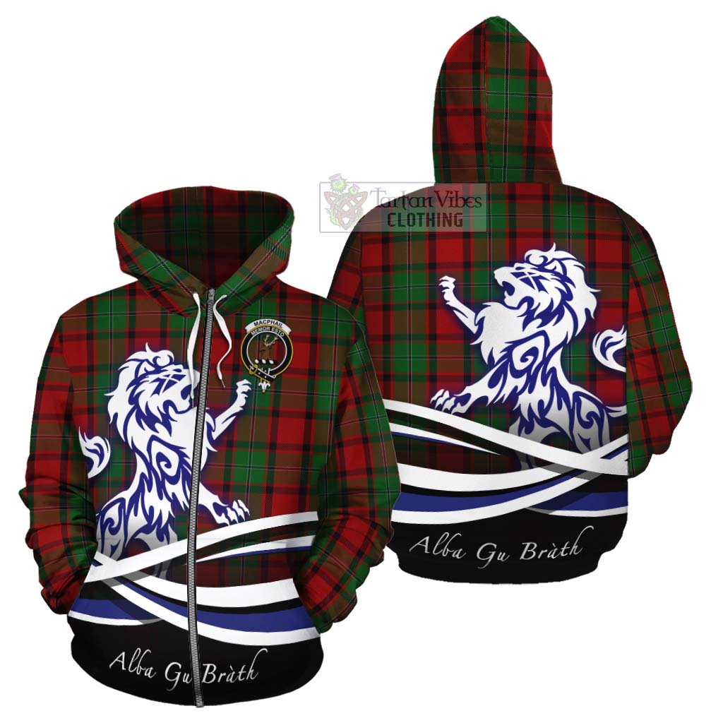 Tartan Vibes Clothing MacPhail (McPhail) Tartan Cotton Hoodie with Alba Gu Brath Regal Lion Emblem