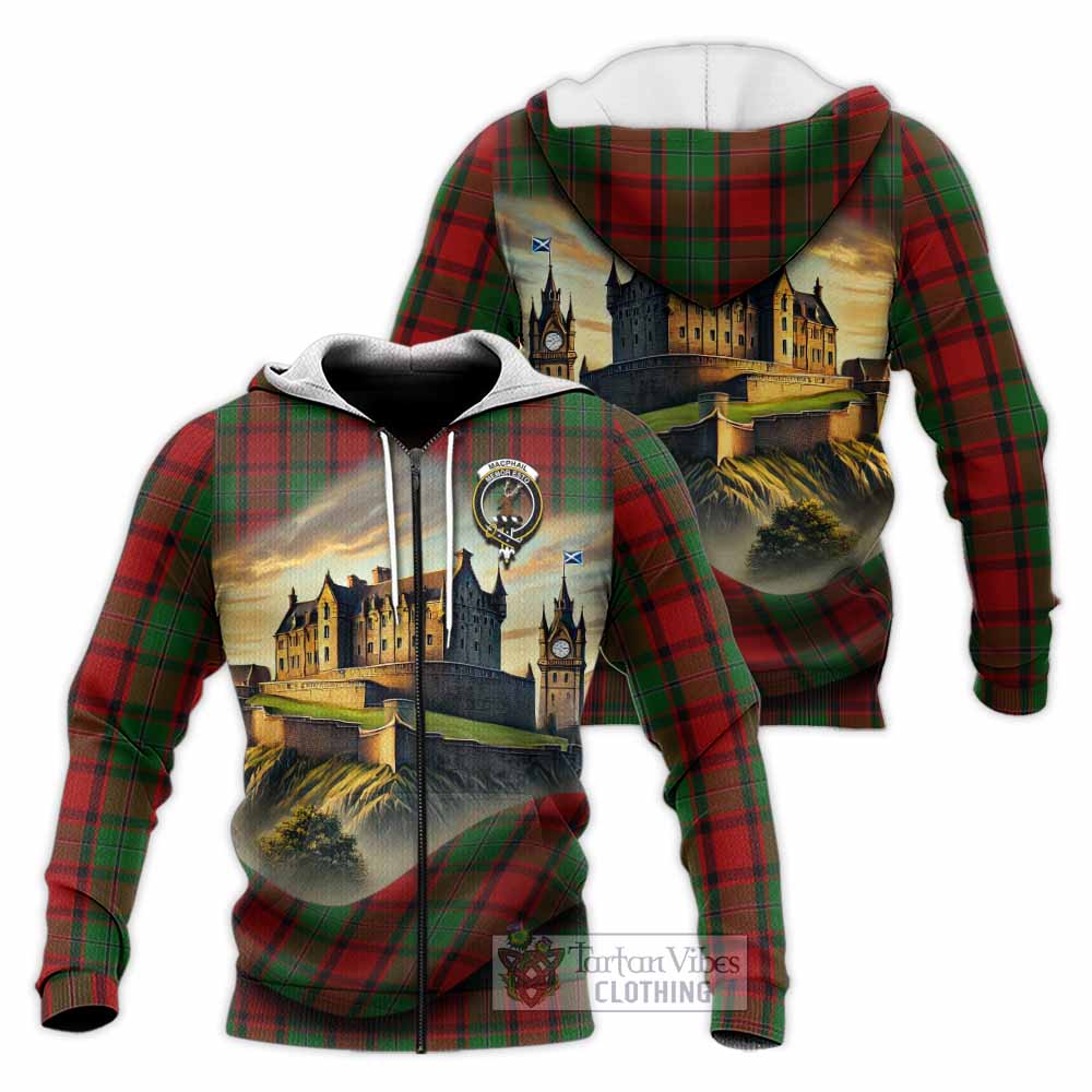 MacPhail (McPhail) Tartan Family Crest Knitted Hoodie with Scottish Ancient Castle Style Unisex Knitted Zip Hoodie - Tartan Vibes Clothing