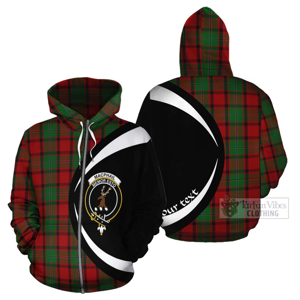 Tartan Vibes Clothing MacPhail (McPhail) Tartan Cotton Hoodie with Family Crest Circle Style