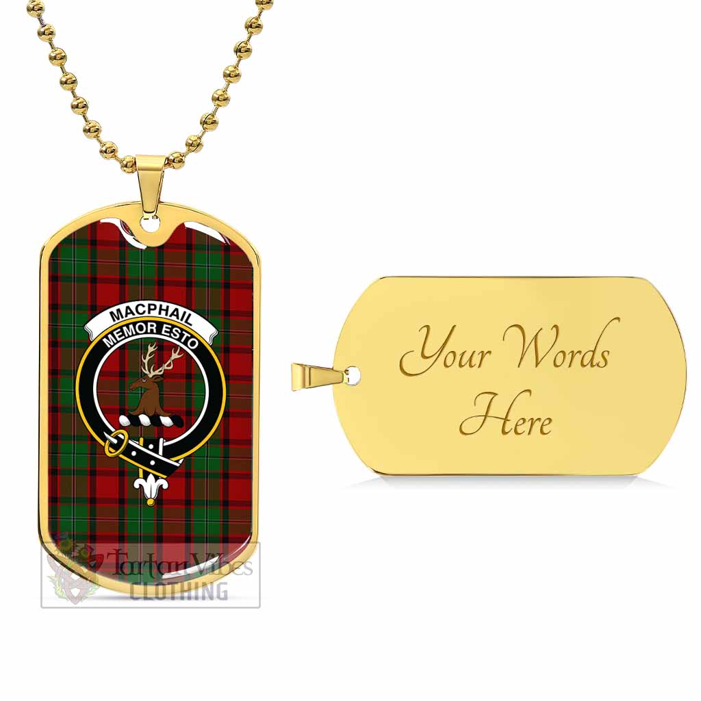 Tartan Vibes Clothing MacPhail (McPhail) Tartan Dog Tag Necklace with Family Crest