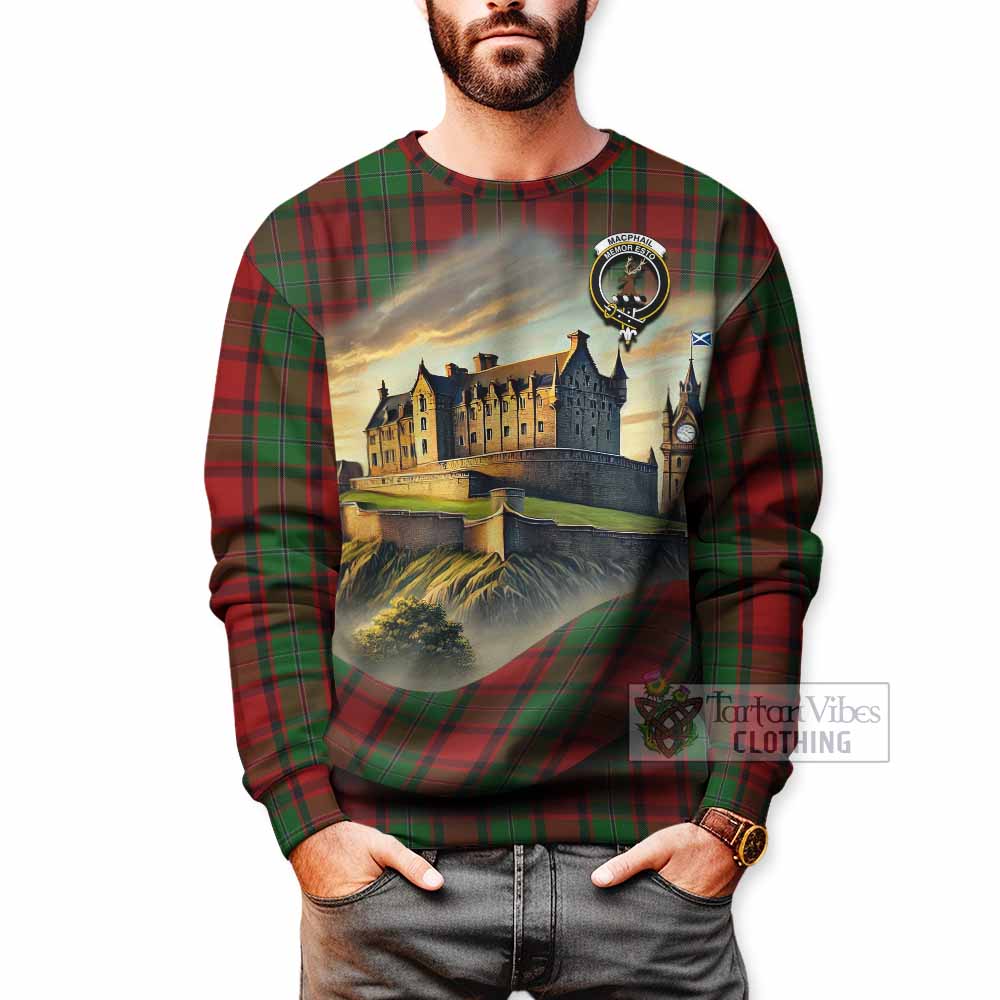 MacPhail (McPhail) Tartan Family Crest Sweatshirt with Scottish Ancient Castle Style - Tartan Vibes Clothing