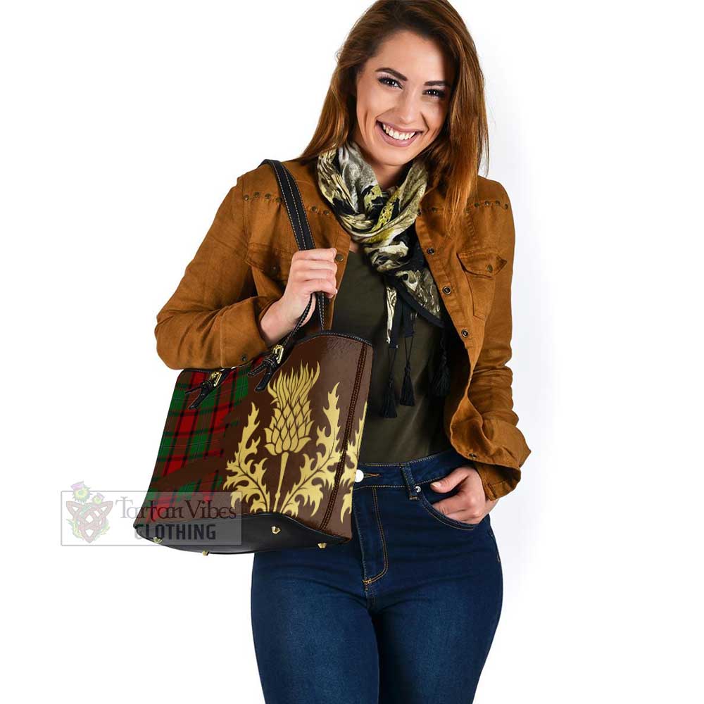 MacPhail (McPhail) Tartan Leather Tote Bag Gold Thistle Style - Tartan Vibes Clothing