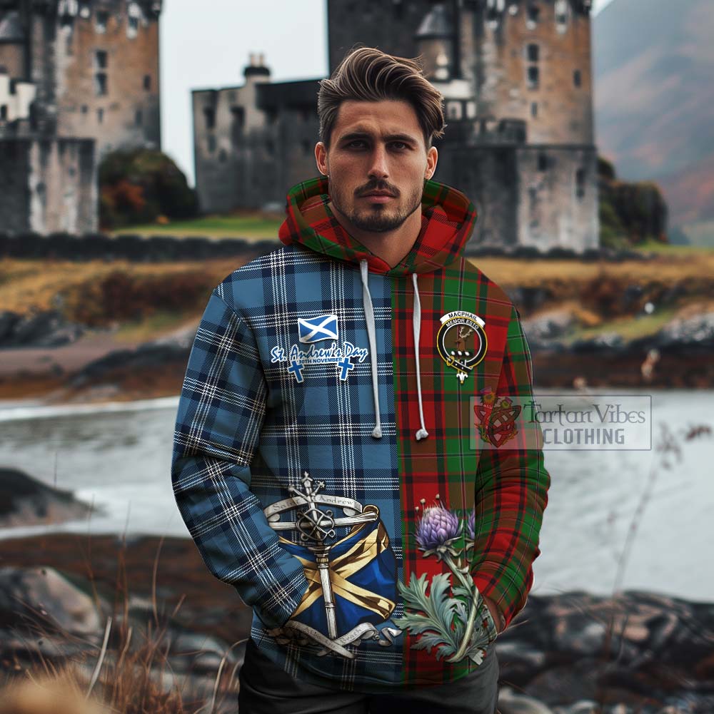 Tartan Vibes Clothing MacPhail (McPhail) Tartan Cotton Hoodie Happy St. Andrew's Day Half Tartan Style