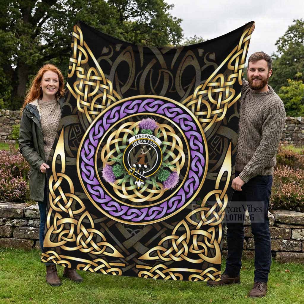 MacPhail (McPhail) Clan Crest Blanket Celtic Scottish Thistle - Tartan Vibes Clothing