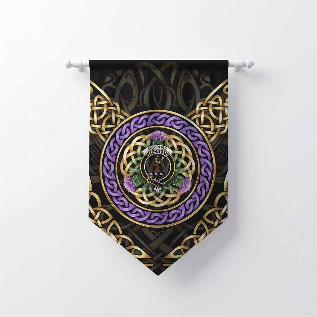 MacPhail (McPhail) Clan Crest Gonfalon Celtic Scottish Thistle Chevron - Tartan Vibes Clothing