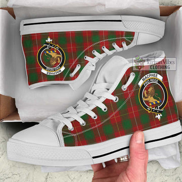 MacPhee (McPhee) Tartan High Top Shoes with Family Crest Kid High Top - White Sole - Tartan Vibes Clothing