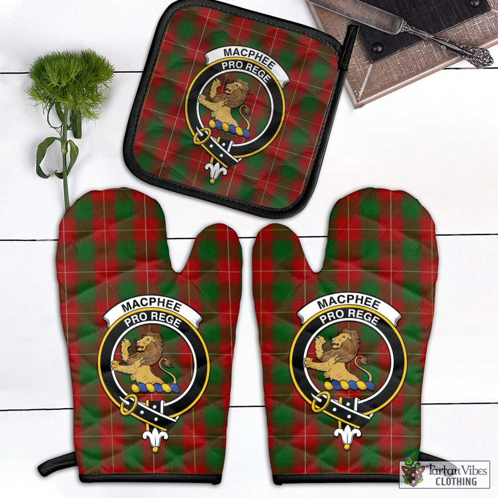 MacPhee (McPhee) Tartan Combo Oven Mitt & Pot-Holder with Family Crest Black - Tartan Vibes Clothing