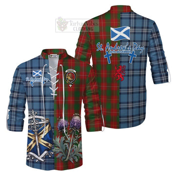 MacPhee (McPhee) Tartan Ghillie Kilt Shirt Happy St. Andrew's Day Half Tartan Style Men - Tartan Vibes Clothing