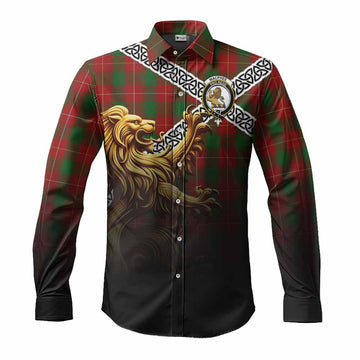 MacPhee (McPhee) Crest Tartan Long Sleeve Button Shirt with Golden Lion Emblem Celtic Style Men's Shirt S - Tartan Vibes Clothing