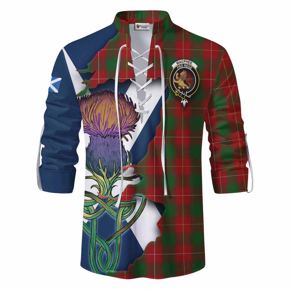 MacPhee (McPhee) Tartan Family Crest Ghillie Kilt Shirt Scottish Thistle Celtic Inspired Men - Tartan Vibes Clothing