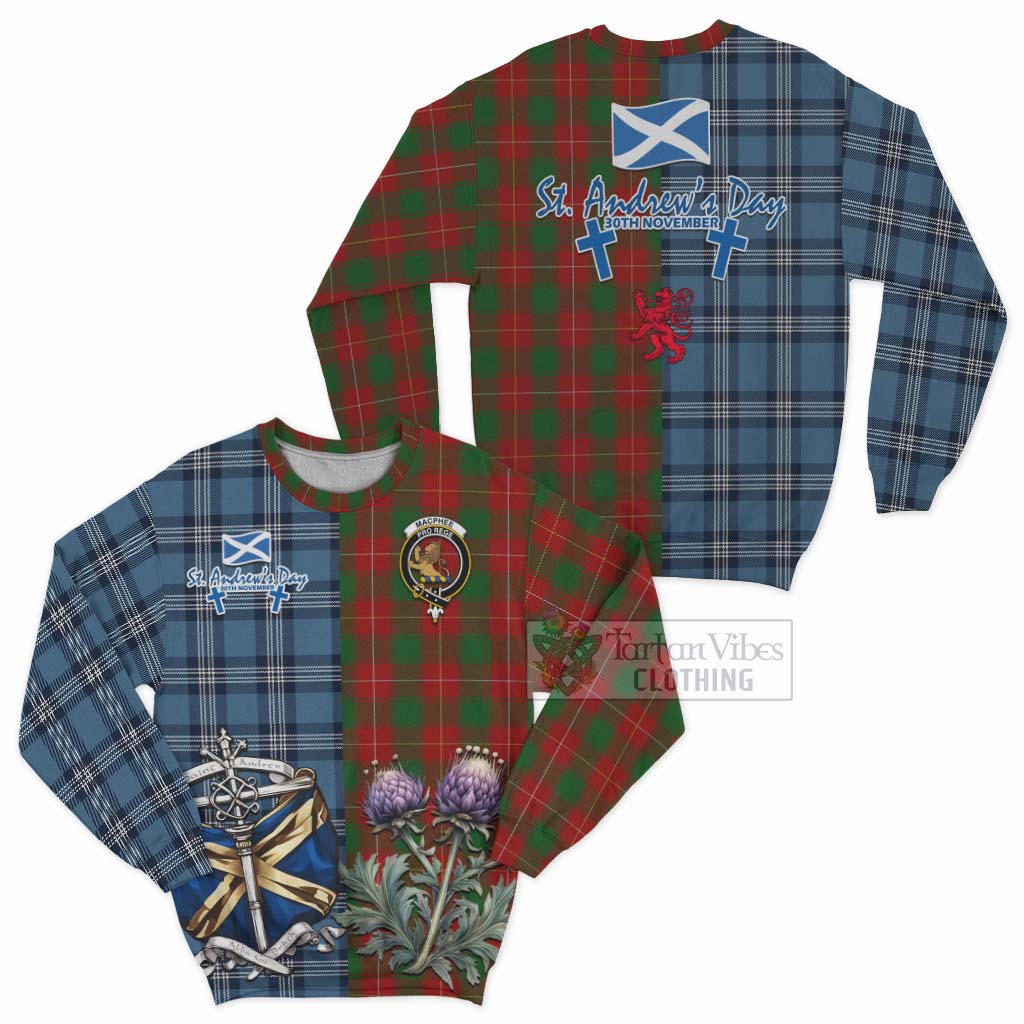 MacPhee (McPhee) Tartan Sweatshirt Happy St. Andrew's Day Half Tartan Style Unisex - Tartan Vibes Clothing