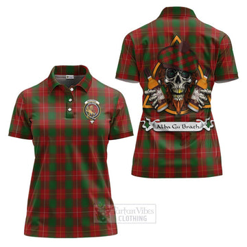 MacPhee (McPhee) Tartan Women's Polo Shirt with Family Crest and Bearded Skull Holding Bottles of Whiskey Women - Tartan Vibes Clothing