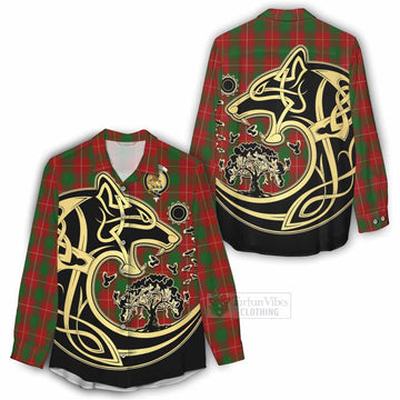 MacPhee (McPhee) Tartan Women's Casual Shirt with Family Crest Celtic Wolf Style - Tartan Vibes Clothing