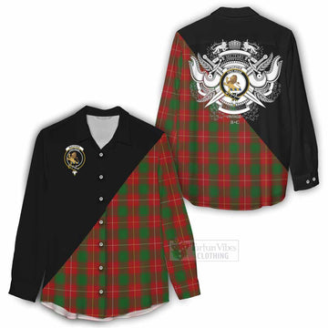 MacPhee (McPhee) Tartan Women's Casual Shirt with Family Crest and Military Logo Style - Tartan Vibes Clothing