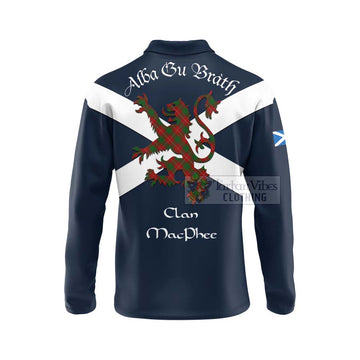 MacPhee (McPhee) Tartan Lion Rampant Long Sleeve Polo Shirt Proudly Display Your Heritage with Alba Gu Brath and Clan Name - Tartan Vibes Clothing
