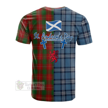 MacPhee (McPhee) Tartan Cotton T-shirt Happy St. Andrew's Day Half Tartan Style - Tartan Vibes Clothing