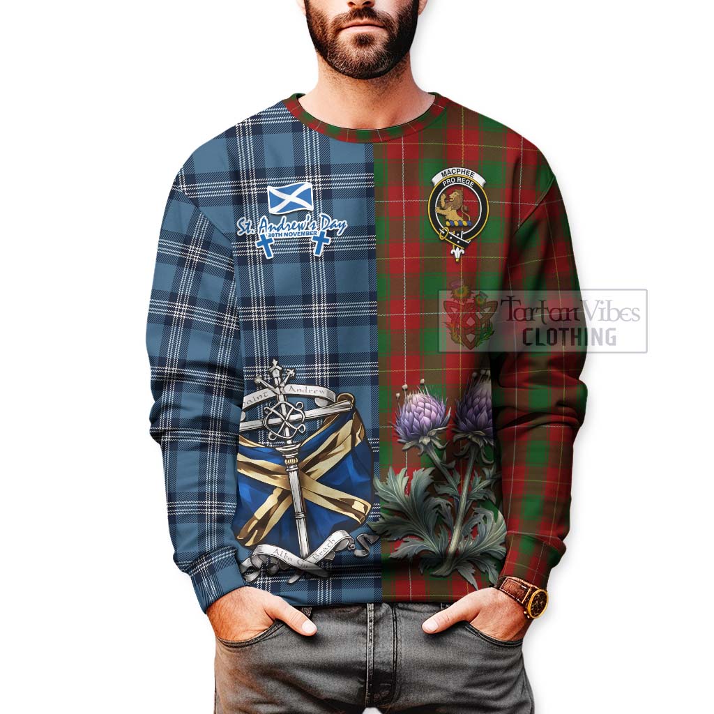 MacPhee (McPhee) Tartan Sweatshirt Happy St. Andrew's Day Half Tartan Style - Tartan Vibes Clothing