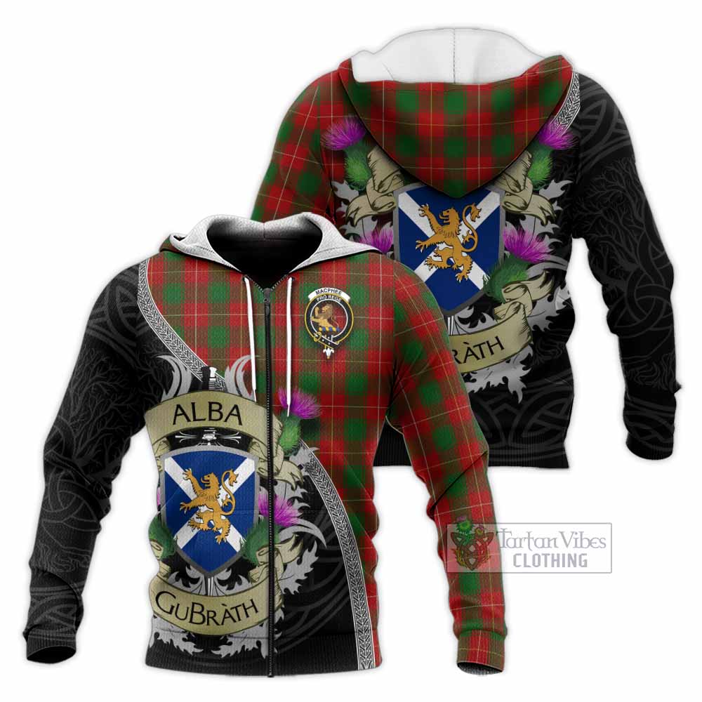 MacPhee (McPhee) Tartan Family Crest Knitted Hoodie Lion Rampant Royal Thistle Shield Celtic Inspired Unisex Knitted Zip Hoodie - Tartan Vibes Clothing