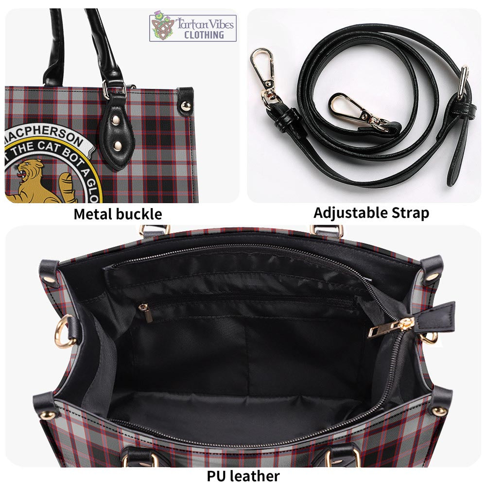 Tartan Vibes Clothing MacPherson Tartan Luxury Leather Handbags with Family Crest