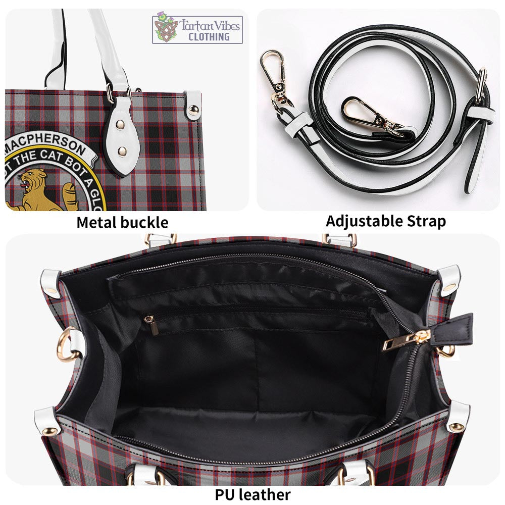 Tartan Vibes Clothing MacPherson Tartan Luxury Leather Handbags with Family Crest