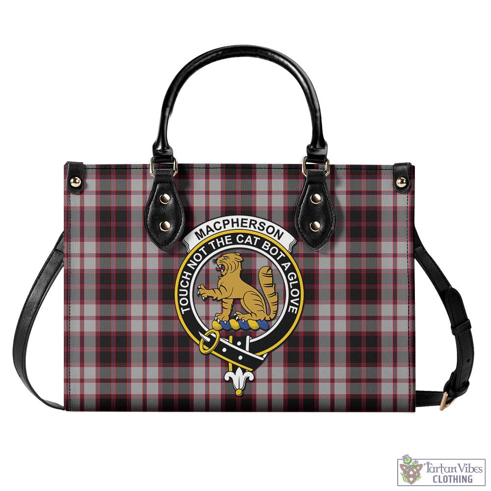 Tartan Vibes Clothing MacPherson Tartan Luxury Leather Handbags with Family Crest