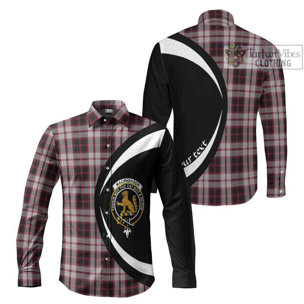 MacPherson (McPherson) Tartan Long Sleeve Button Up with Family Crest Circle Style Men's Shirt S - Tartan Vibes Clothing