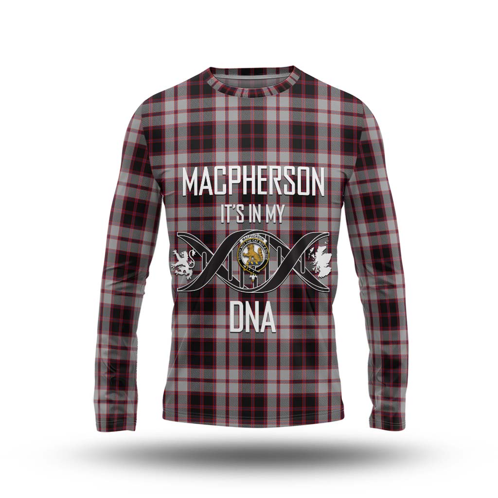 Tartan Vibes Clothing MacPherson Tartan Long Sleeve T-Shirt with Family Crest DNA In Me Style