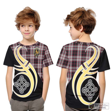 MacPherson (McPherson) Tartan Kid T-Shirt with Family Crest and Celtic Symbol Style