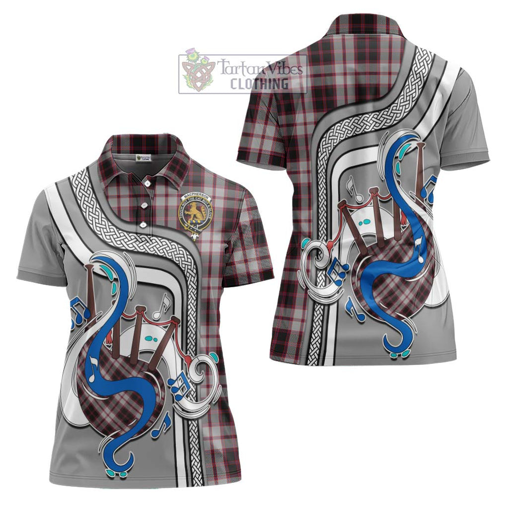 MacPherson (McPherson) Tartan Women's Polo Shirt with Epic Bagpipe Style Women - Tartanvibesclothing Shop