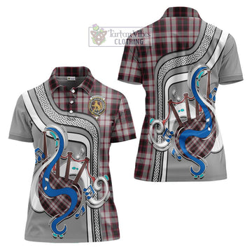 MacPherson (McPherson) Tartan Women's Polo Shirt with Epic Bagpipe Style