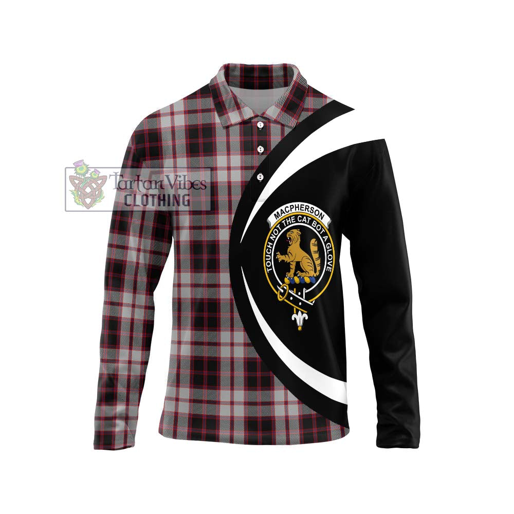 MacPherson (McPherson) Tartan Long Sleeve Polo Shirt with Family Crest Circle Style Unisex - Tartan Vibes Clothing