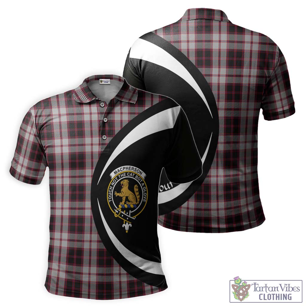 Tartan Vibes Clothing MacPherson Tartan Men's Polo Shirt with Family Crest Circle Style