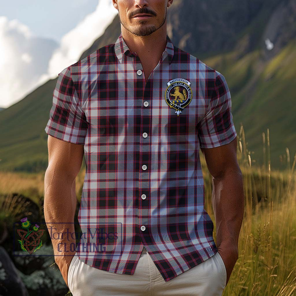 MacPherson (McPherson) Tartan Cotton Hawaiian Shirt with Family Crest Adult - Tartan Vibes Clothing