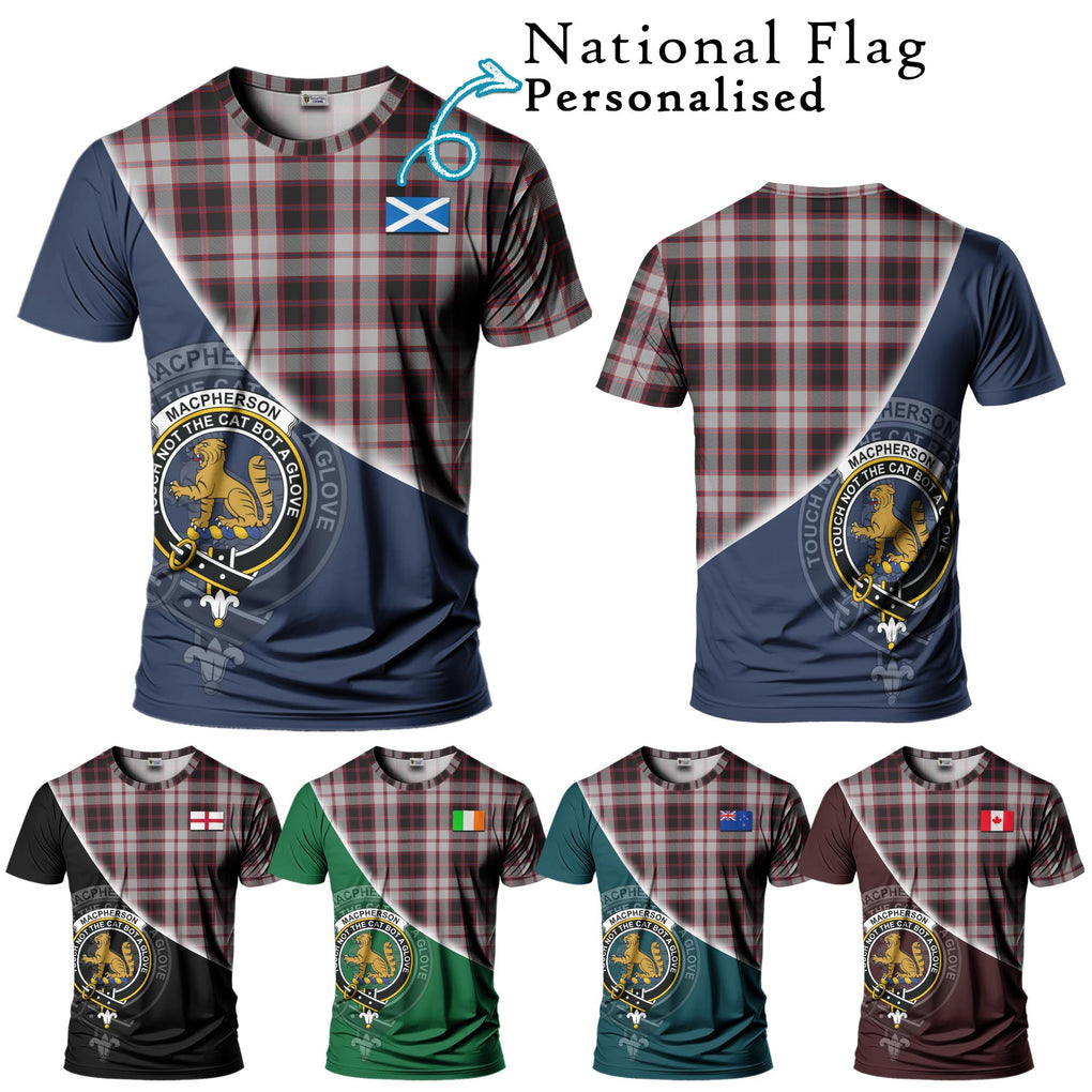 MacPherson (McPherson) Tartan T-Shirt with Personalised National Flag and Family Crest Half Style Kid's Shirt - Tartanvibesclothing Shop