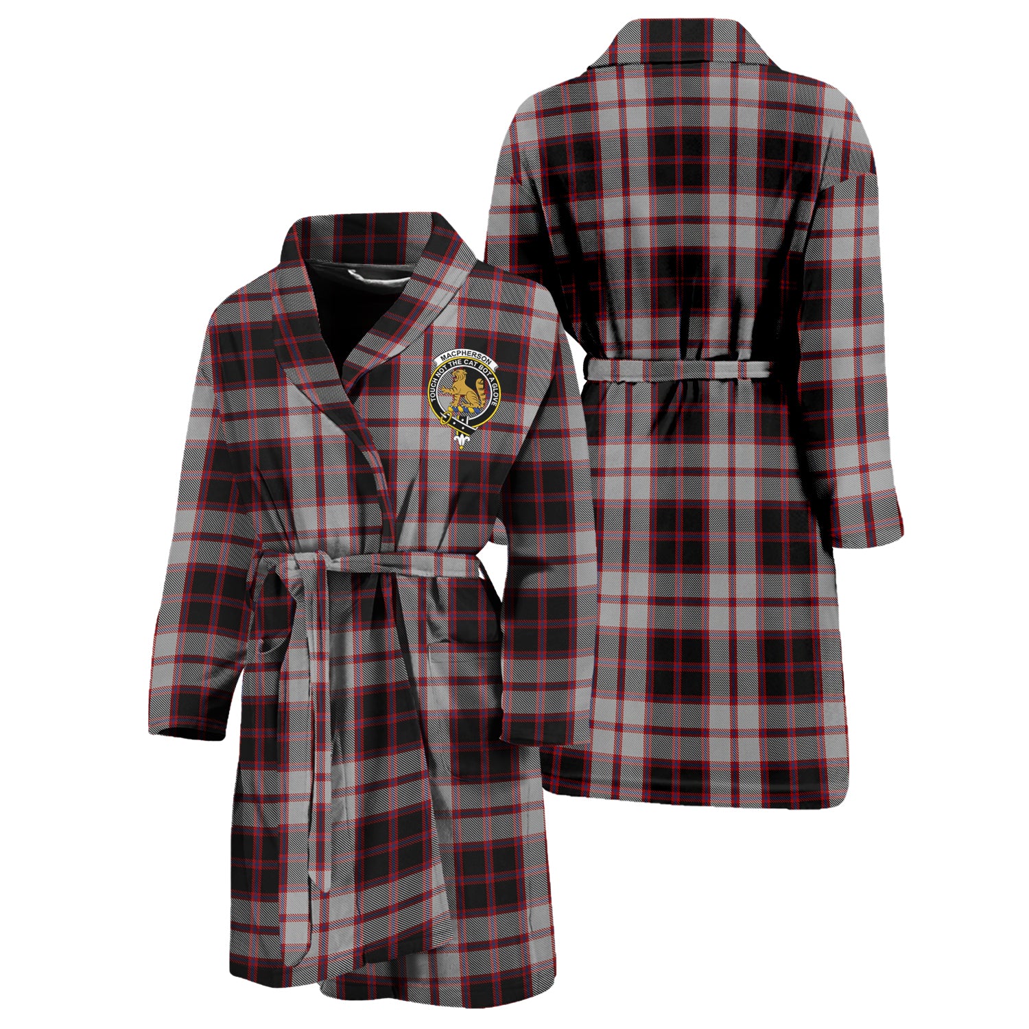 MacPherson (McPherson) Tartan Bathrobe with Family Crest Unisex S - Tartan Vibes Clothing